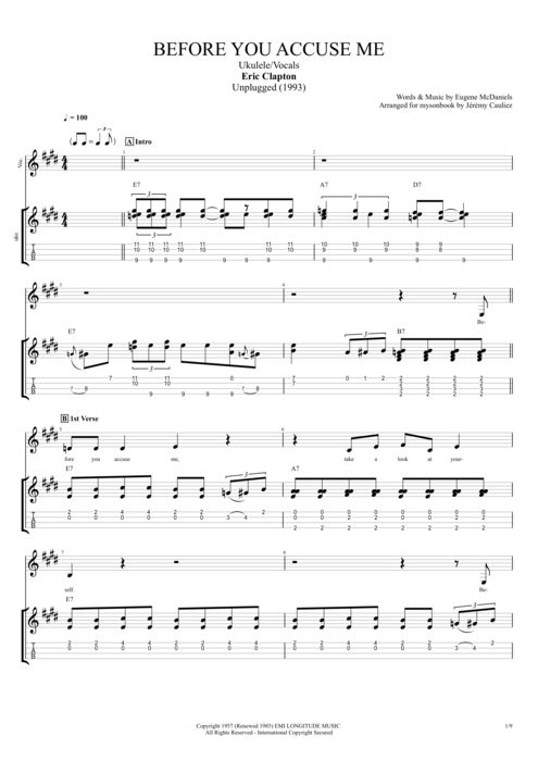 Before You Accuse Me - Eric Clapton tablature