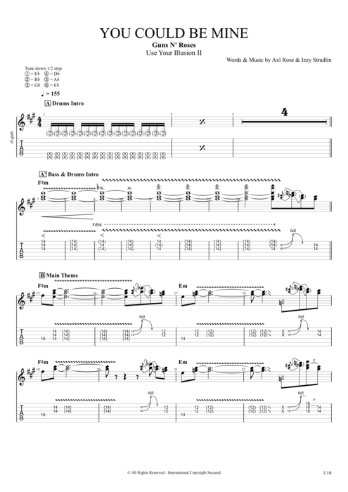 You Could Be Mine - Guns N' Roses tablature