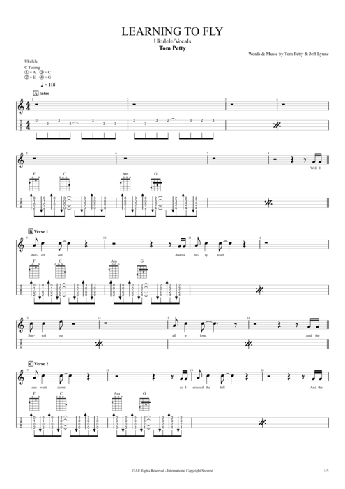 Learning to Fly - Tom Petty tablature