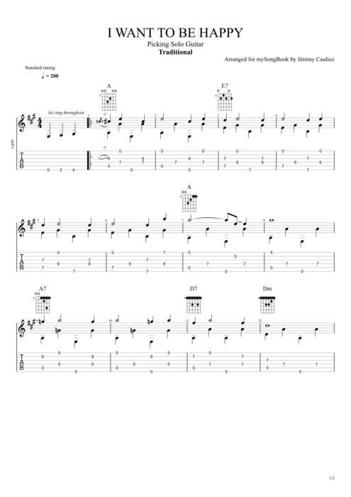 I Want to Be Happy - Traditional tablature