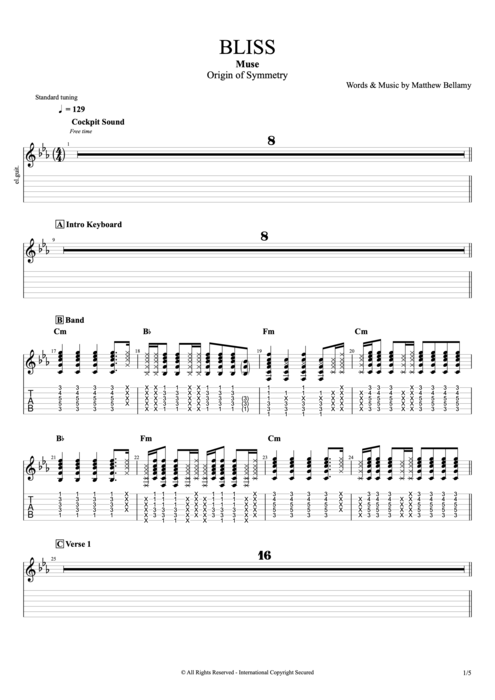 Bliss - Muse tablature