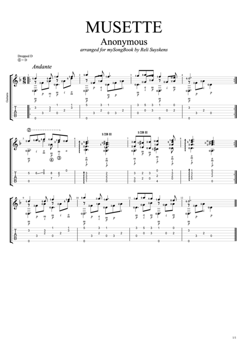 Musette - Traditional tablature