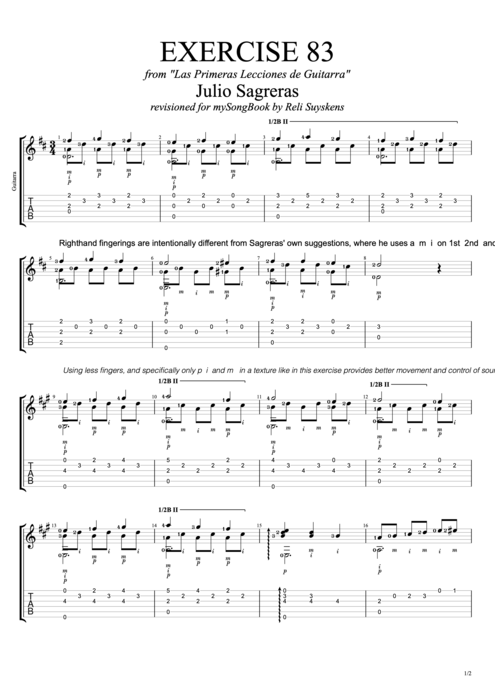 Las primeras lecciones de guitarra exercise 83 - Julio Salvador Sagreras tablature