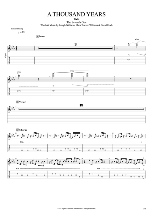 A Thousand Years - Toto tablature