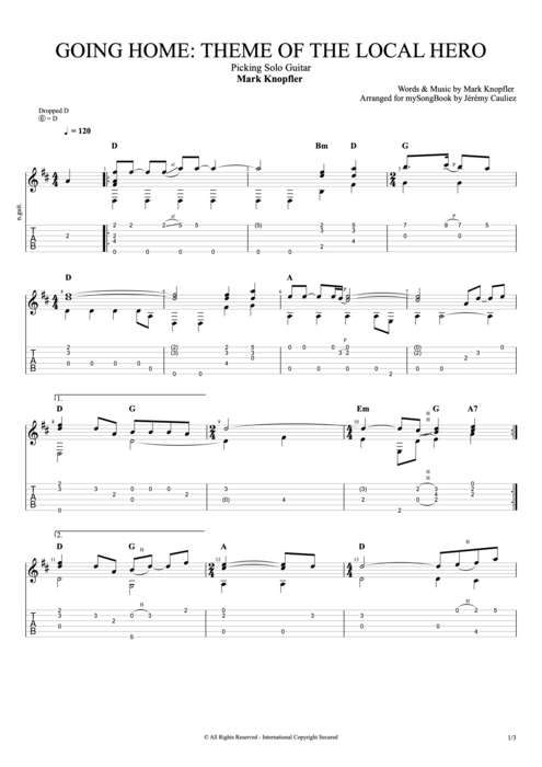 Going Home: Theme of the Local Hero - Mark Knopfler tablature