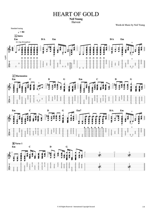 Heart of Gold - Neil Young tablature