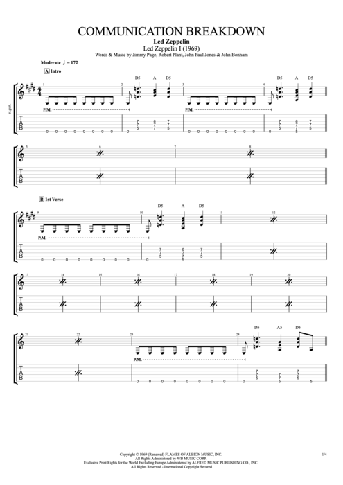 Communication Breakdown - Led Zeppelin tablature