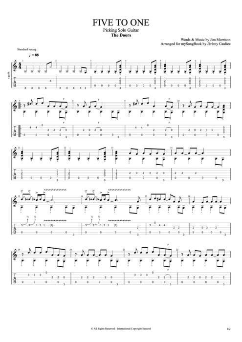 Five to One - The Doors tablature