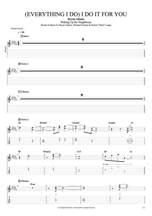(Everything I Do) I Do It for You - Bryan Adams tablature
